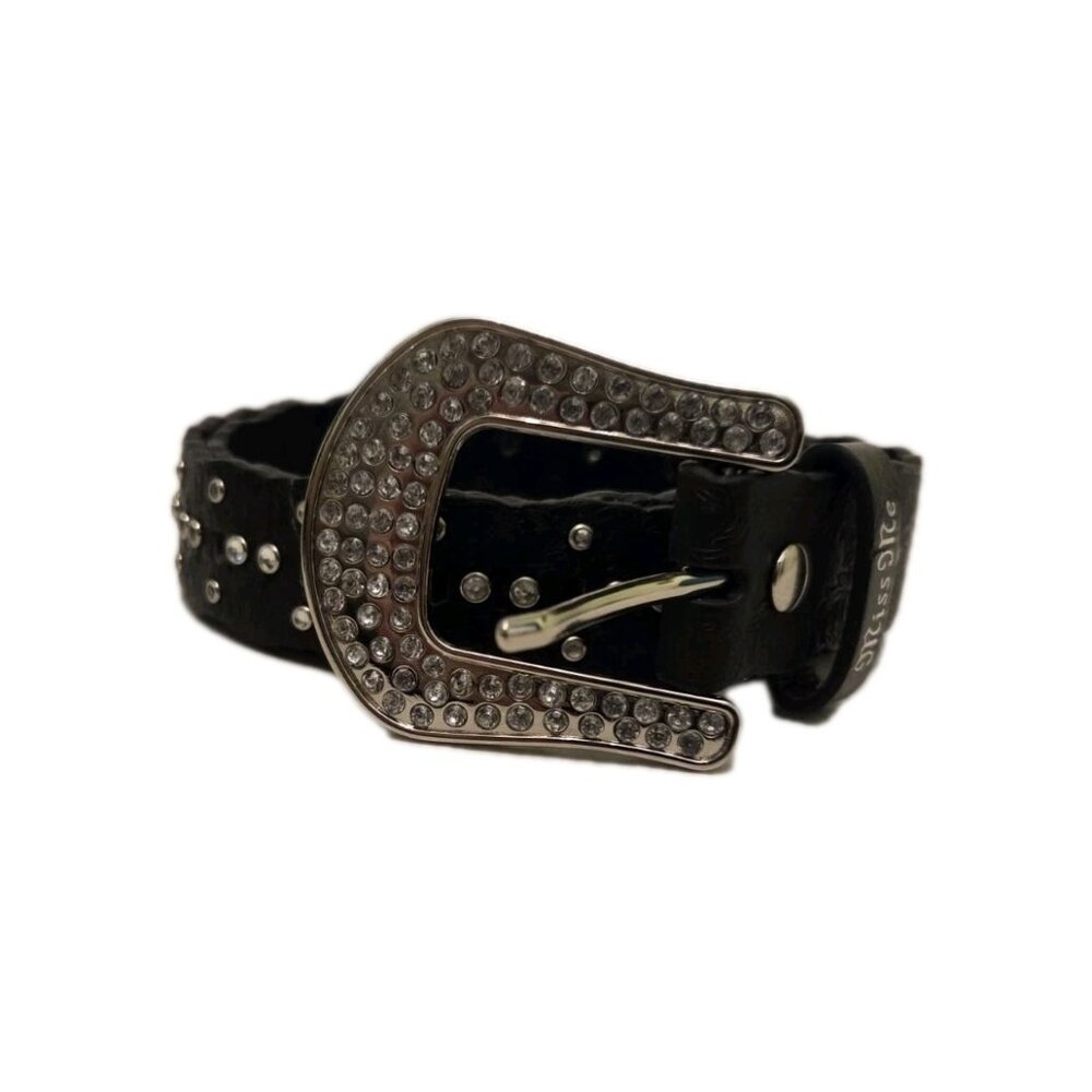 Women's Black Miss Me Silver‎ Studded with Rhinestones XL - 35" Bling